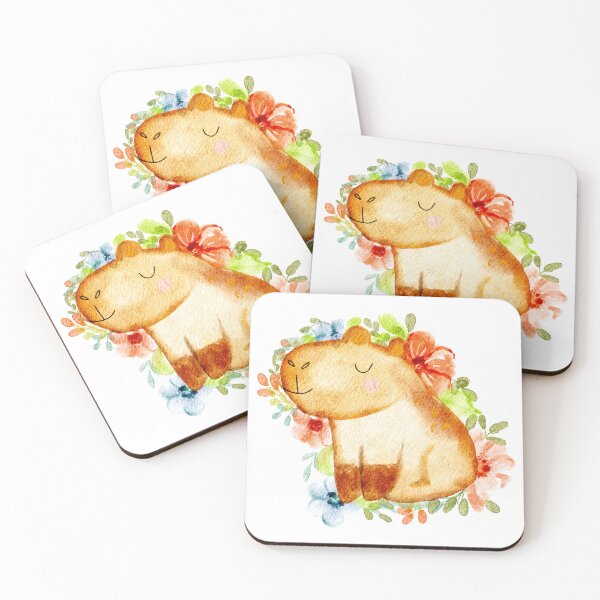 Item preview, Happy cute Capybara | Watercolor Illustration designed and sold by Harpley Design Studio.