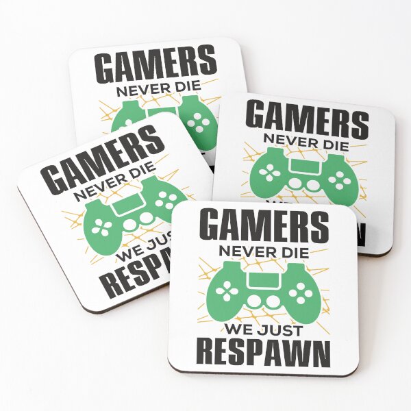 Item preview, Gamers never die, we just respawn black  designed and sold by Blackstar Design Studio.