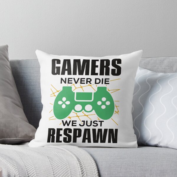 Item preview, Gamers never die, we just respawn black  designed and sold by Blackstar Design Studio.
