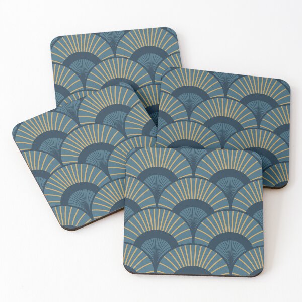 Item preview, Blue, Teal and Gold Art Deco designed and sold by KatsCanvas.