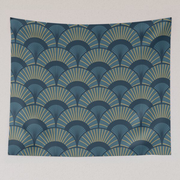 Item preview, Blue, Teal and Gold Art Deco designed and sold by KatsCanvas.