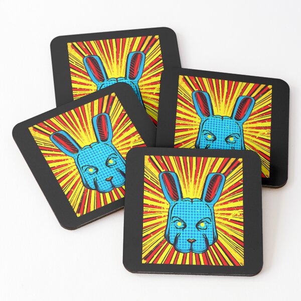Item preview, COMIC BOOK STYLE SCARY RABBIT HARE BUNNY distressed paint-style designed and sold by w1ckerman.