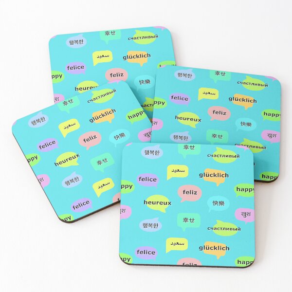 Item preview, “happy” in 11 languages ​​for language lover, travelers & shop owner designed and sold by LiberaCaballo.