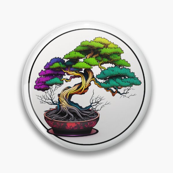 Item preview, Colorful fantasy bonsai tree in pot conifer conifer cartoon small tree designed and sold by Kerraner.