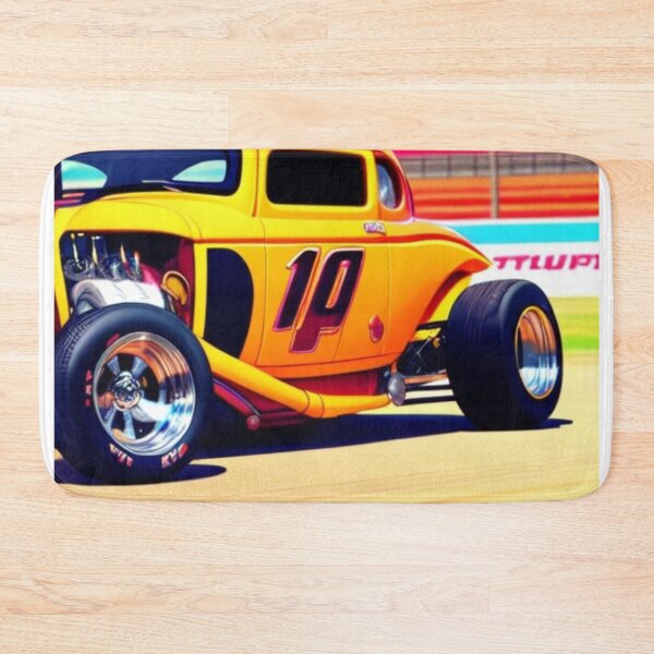 Item preview, Yellow Hot Rod Muscle Car Racetrack Classic   designed and sold by Michael Voyler.