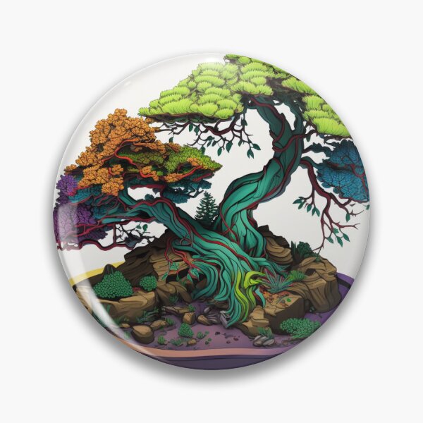 Item preview, Colorful fantasy bonsai tree in pot conifer conifer cartoon small tree designed and sold by Kerraner.