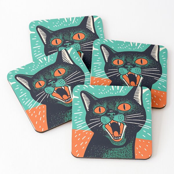 Item preview, Black cat roaring. T-shirt  designed and sold by Print-and-Prose.