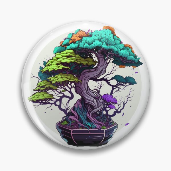 Artikelvorschau, Bunter neon Fantasie Bonsai Baum im Topf Konifere Nadelbaum Cartoon kleiner Baum entworfen und verkauft von Kerraner.