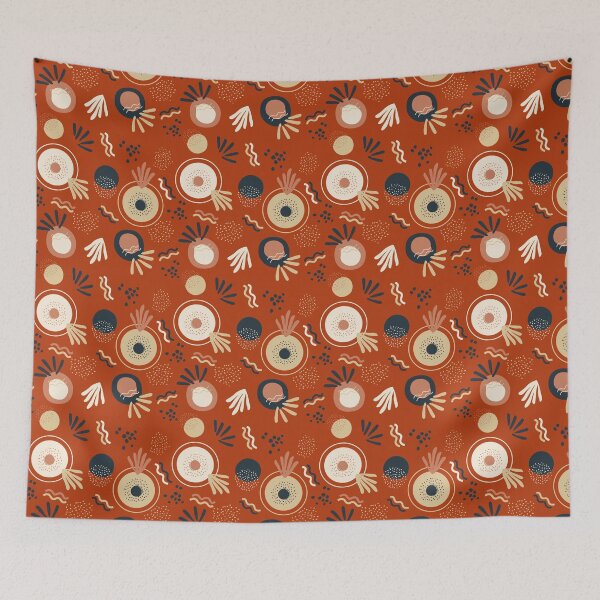 Item preview, Abstract red art cosmic geometric plants designed and sold by Stikle.