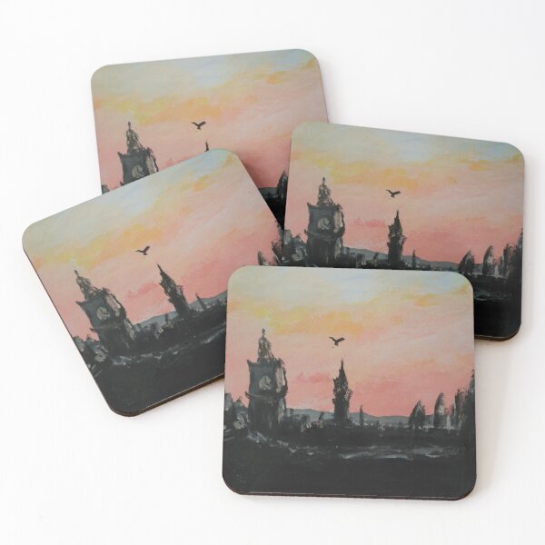 Item preview, Across the city rooftops at evening Edinburgh painting designed and sold by WorldOfWendyArt.