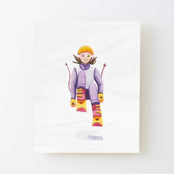 Ski Racing Girl Wood Mounted Print