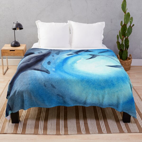 Item preview, Watercolor school of fish and sharks in the ocean designed and sold by MaryWatercolor.