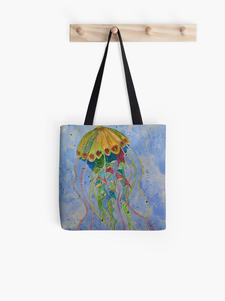 Thumbnail 1 of 2, Tote Bag, Neon Jellyfish designed and sold by SeaEchoes.