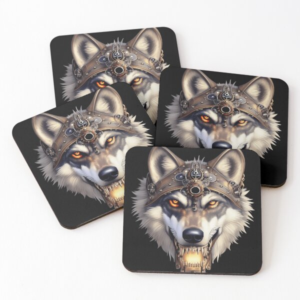 Item preview, Aggressive Scary Looking Wolf Steampunk Digital Art Painting designed and sold by artezen.