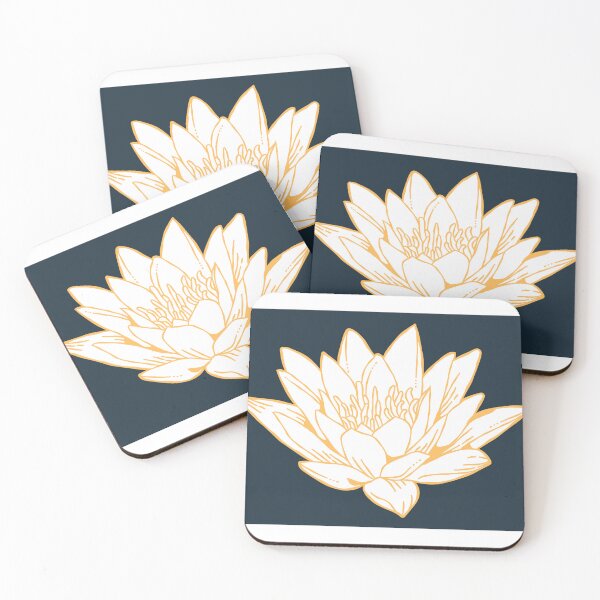 Item preview, The White Lotus Art | Gold on Navy designed and sold by KatsCanvas.