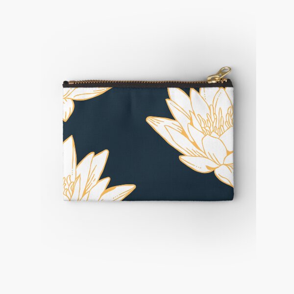 Item preview, The White Lotus Art | Gold on Navy designed and sold by KatsCanvas.