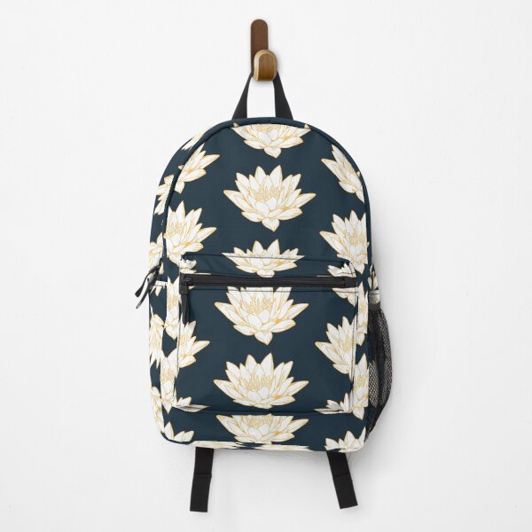 Item preview, The White Lotus Art | Gold on Navy designed and sold by KatsCanvas.