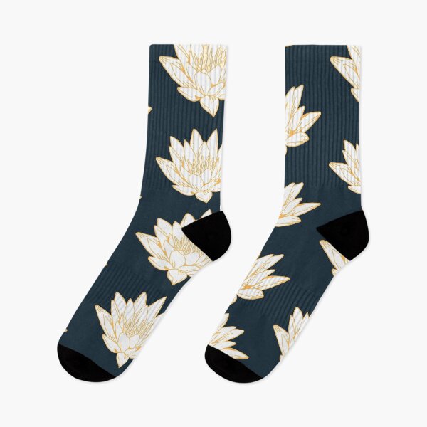 Item preview, The White Lotus Art | Gold on Navy designed and sold by KatsCanvas.