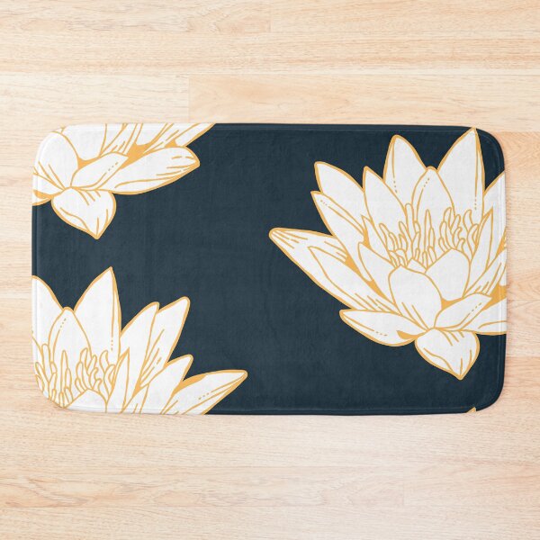 Item preview, The White Lotus Art | Gold on Navy designed and sold by KatsCanvas.