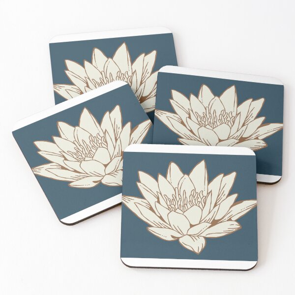 Item preview, The White Lotus Art | Brown and Cream on Navy designed and sold by KatsCanvas.