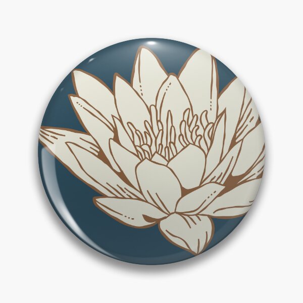 Item preview, The White Lotus Art | Brown and Cream on Navy designed and sold by KatsCanvas.