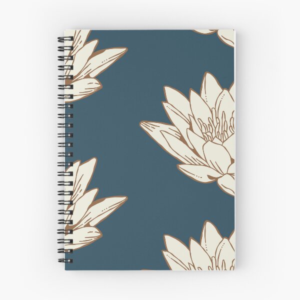 Item preview, The White Lotus Art | Brown and Cream on Navy designed and sold by KatsCanvas.