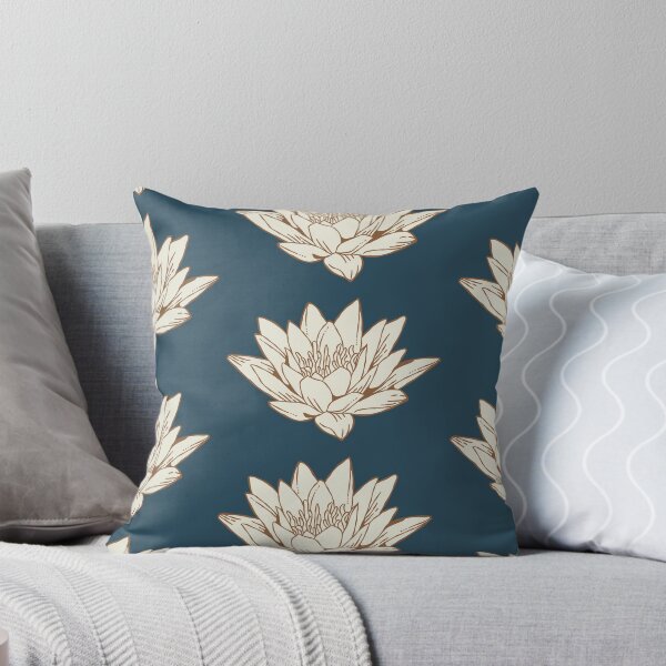 Item preview, The White Lotus Art | Brown and Cream on Navy designed and sold by KatsCanvas.