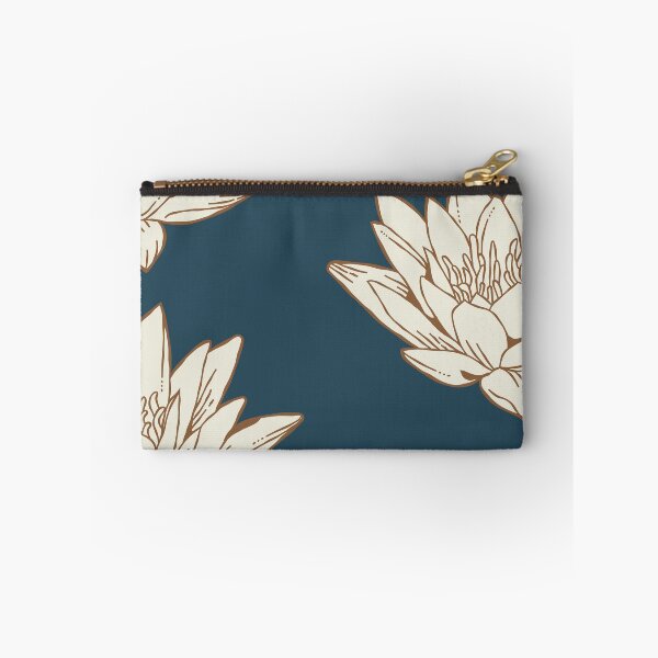 Item preview, The White Lotus Art | Brown and Cream on Navy designed and sold by KatsCanvas.