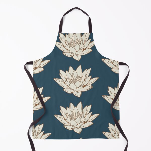 Item preview, The White Lotus Art | Brown and Cream on Navy designed and sold by KatsCanvas.