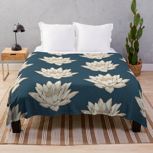 Item preview, The White Lotus Art | Brown and Cream on Navy designed and sold by KatsCanvas.