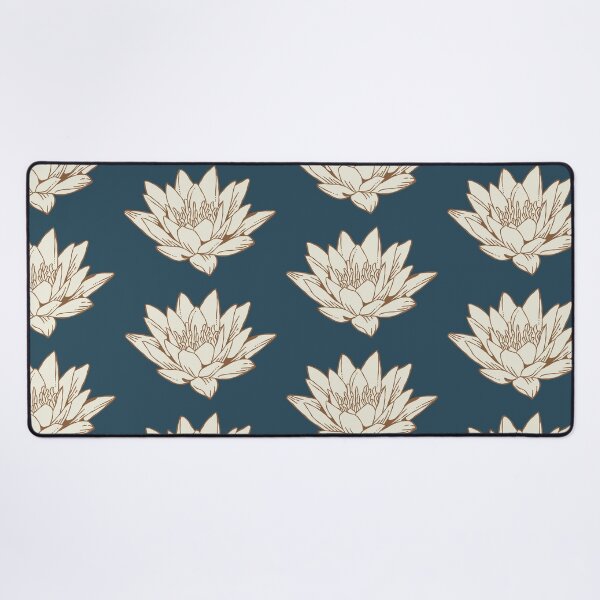 Item preview, The White Lotus Art | Brown and Cream on Navy designed and sold by KatsCanvas.