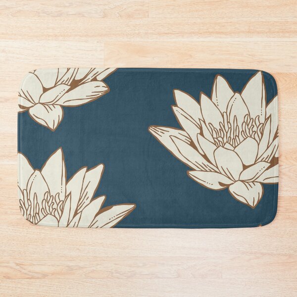 Item preview, The White Lotus Art | Brown and Cream on Navy designed and sold by KatsCanvas.
