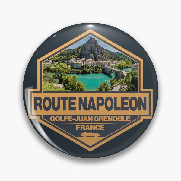 Item preview, Route Napoleon France Travel Art Badge designed and sold by KrisSidDesigns.