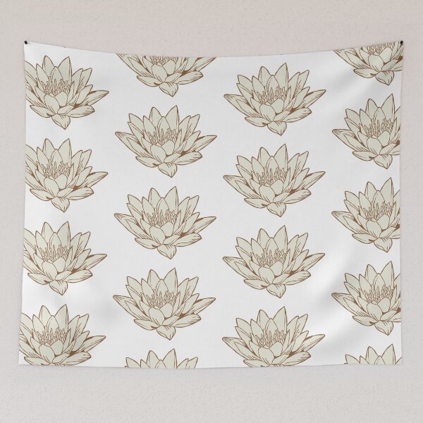 Item preview, The White Lotus Art | Brown and Cream designed and sold by KatsCanvas.