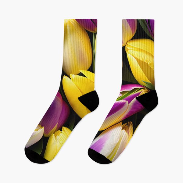Item preview, Enchanting Purple & Yellow Tulip Bouquet - Close-Up Floral Delight designed and sold by iDWebArt.