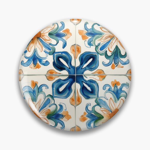 Item preview, Watercolor spanish tile Design designed and sold by LeafyLife.