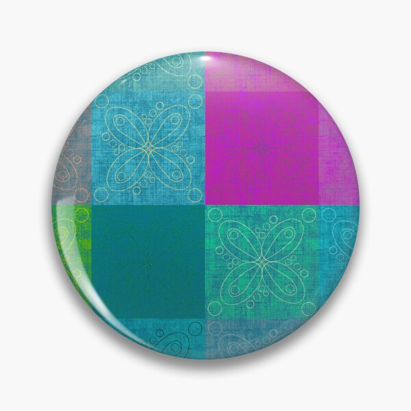 Item preview, Linen patchwork - pink/turquoise designed and sold by PurpleSandpiper.