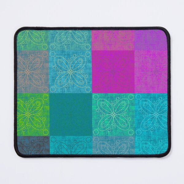 Item preview, Linen patchwork - pink/turquoise designed and sold by PurpleSandpiper.