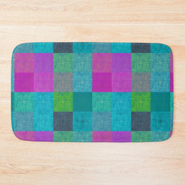 Item preview, Linen patchwork - pink/turquoise designed and sold by PurpleSandpiper.