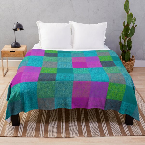 Item preview, Linen patchwork - pink/turquoise designed and sold by PurpleSandpiper.