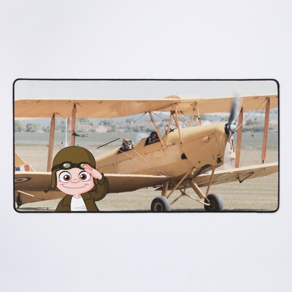 Item preview, vintage yellow bi plane and pilot designed and sold by LGMmugsdesign.