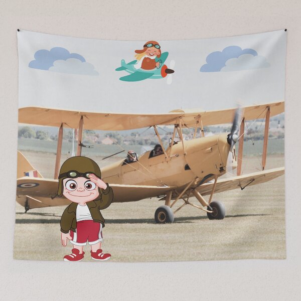 Item preview, vintage yellow bi plane and pilot designed and sold by LGMmugsdesign.