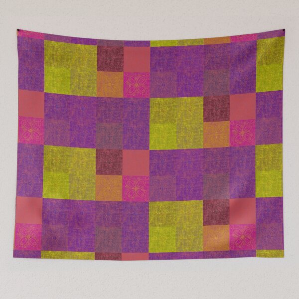 Item preview, Linen patchwork - purple/yellow designed and sold by PurpleSandpiper.