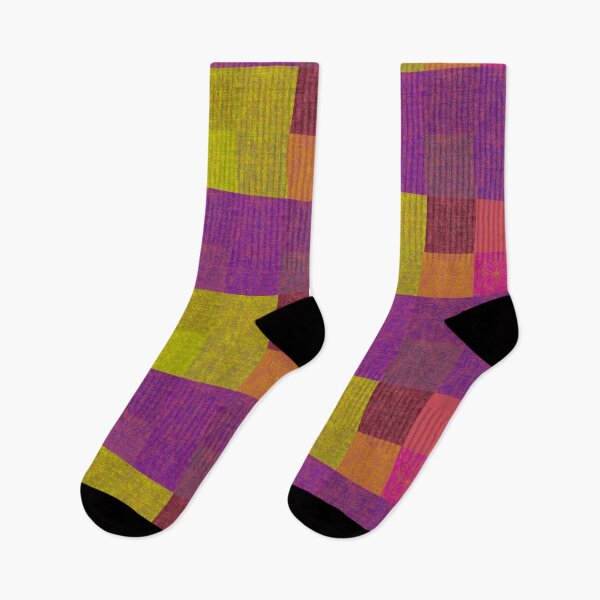 Item preview, Linen patchwork - purple/yellow designed and sold by PurpleSandpiper.