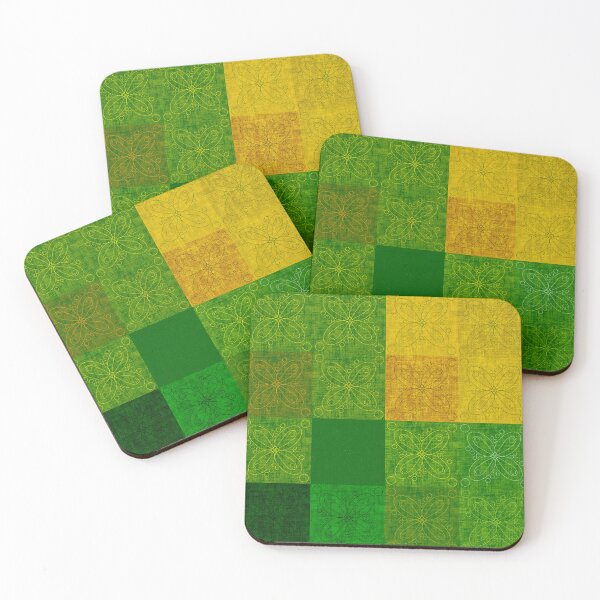 Item preview, Linen patchwork - green/yellow designed and sold by PurpleSandpiper.