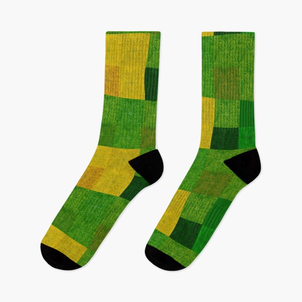 Item preview, Linen patchwork - green/yellow designed and sold by PurpleSandpiper.