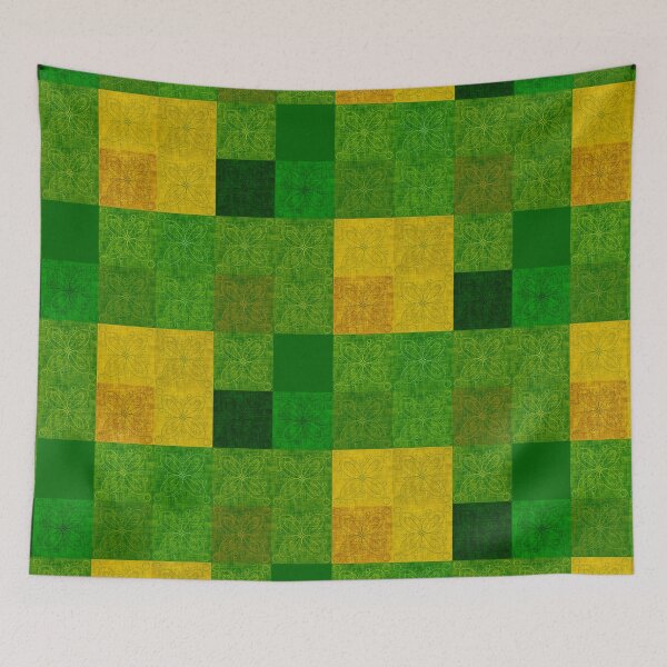 Item preview, Linen patchwork - green/yellow designed and sold by PurpleSandpiper.