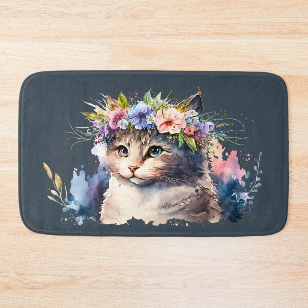 Item preview, Cat with a flower crown designed and sold by SushiAnn.