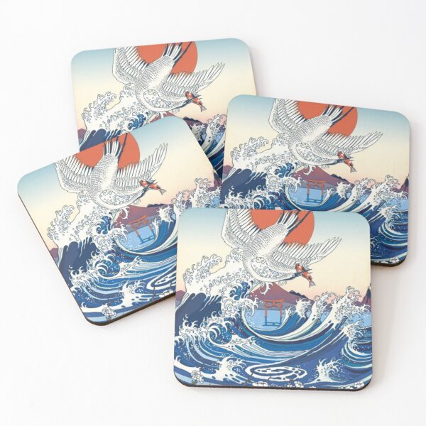 Item preview, Ukiyo-e Japanese Style Great Waves With Stork designed and sold by Teepocalypse.