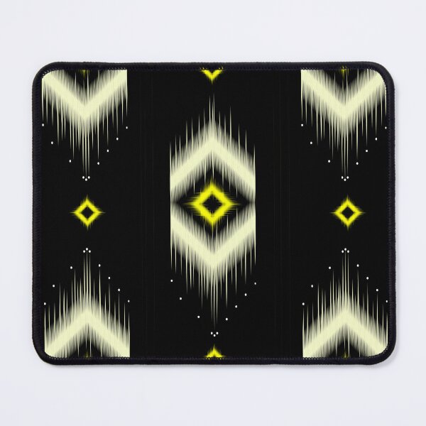Item preview, seamless geometric pattern. Tribal Art Ikat Ogee in traditional classic black and yellow colors. based on ikat fabric style. Vector illustration. designed and sold by PKParidesign.